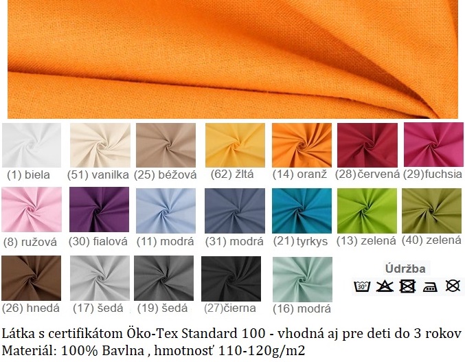 vzorkovnica farieb - textil - Bavlna 110-120g/m2